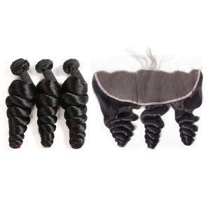 Wholesale Virgin <b>Hair</b> Vendors Brazilian Peruvian 3+1 3 Bundles Loose Wave Weavons Human <b>Hair</b> Pack with Closure and Frontal - Product Image 1