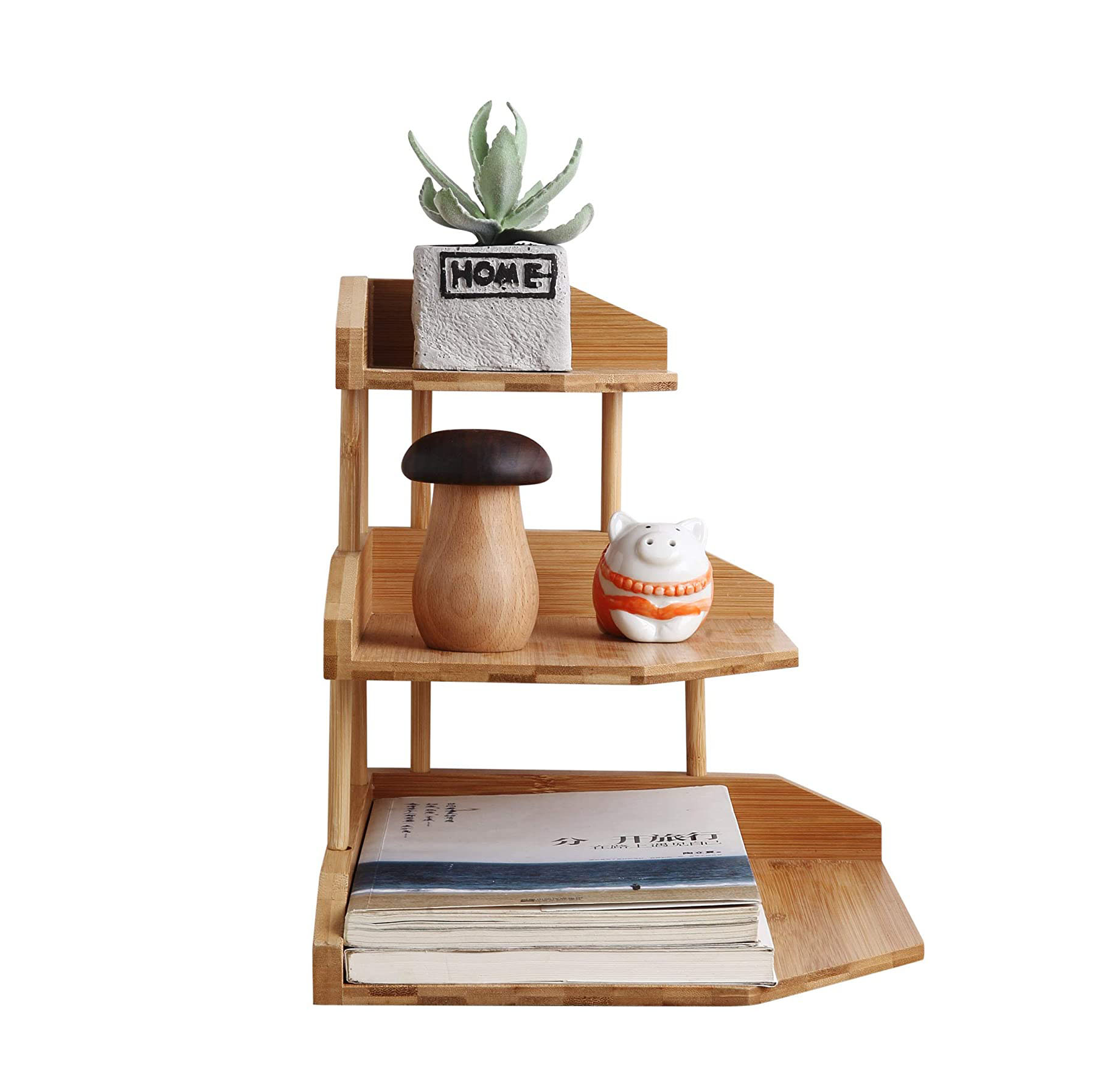 Office Desk Wooden Book Shelf Small Desktop Book Shelf For Student Desk