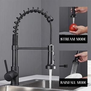 Hot Style Single Handle Black Brass Single Hole Pull Out Spring Commercial Kitchen With Pull Down Sprayer AT9804B-DX Kitchen Fau - Product Image 3