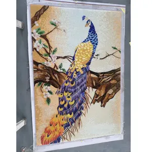 أنماط جدارية من رخام طبيعي بتصميم طاووس مخصص