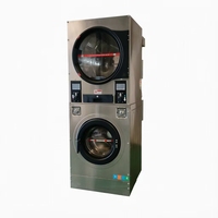 Lavadora-Secadora Comercial Apilable de 20 KG de Bajo Ruido, Operada con Monedas, Tarjeta o Código QR para Áreas de Lavado Públicas en Apartamentos