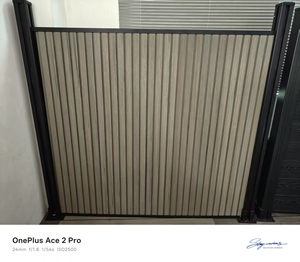 Clôture moderne en <span class=keywords><strong>composite</strong></span> bois-plastique avec cadre en aluminium pour extérieur, couleur gris clair - Product Image 4