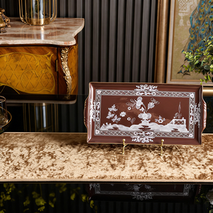 Vintage Floral Pattern Ceramic Rectangular Tray With Handles Multi Color Porcelain Serving Platter for Party Table - Product Image 4