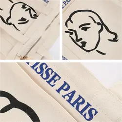 Custom Printed Organic Cotton Canvas <b>Tote</b> <b>Bag</b> Eco-Friendly Reusable Shopping Shoulder <b>Bag</b> <b>with</b> Outside <b>Pocket</b> for Daily Use - Product Image 6