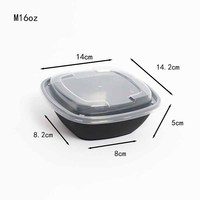 Boîte à lunch jetable en plastique transparent noir, design football, 16 oz, compatible micro-ondes, bol à nouilles et soupe avec couvercle, pour le stockage des aliments