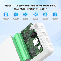 Batterie lithium-ion extérieure Melasta grande capacité 12V 5200mAh PD 45W avec lampe de poche et BMS intégré