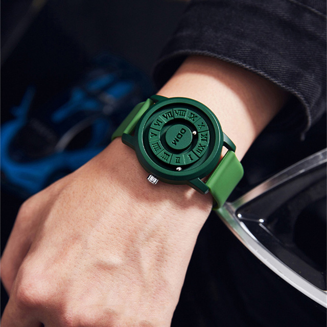 DOM Trend Concept New Personality Unisex Watch Creative Scrolling Pointer Magnetic Force Fashion Color Watch for Menand Women Wa