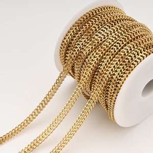 Cadena de Eslabones Planos de Doble Hilera |   Cadena de Acero Inoxidable con Baño de Oro PVD de 18K, Pulida por Ambos Lados, para Fabricación de Joyería y Bolsos DIY - Product Image 4