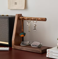 Porte-clés en bois massif écologique personnalisable avec crochet en laiton, support de rangement sur pied pour articles divers et téléphone, élégant pour couloir