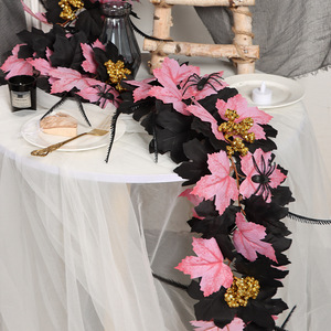 Guirlande en rotin en forme de feuille d'érable violette, décoration artificielle pour Halloween et Noël, 6 pieds de long, style A B C D - Product Image 4