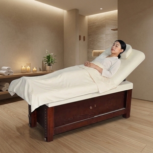 Cama facial de madera ajustable con armario de almacenamiento grande, mesa de <span class=keywords><strong>masaje</strong></span> con respaldo 102, muebles de cuero para uso en <span class=keywords><strong>Spa</strong></span> o clínica - Product Image 3