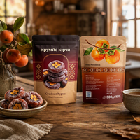 Sachet d'emballage personnalisé pour kakis séchés 300g, en papier kraft de qualité alimentaire, pochette verticale pour snacks, vente en gros B2B, usine OEM