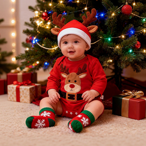 Boîte cadeau de vêtements de Noël pour bébé personnalisée ensemble cadeau de vêtements pour bébé tenue de vacances pour bébé avec emballage cadeau - Product Image 1