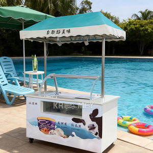 Carrito de Comida Móvil Push Street con Luces LED, Kiosco de Helados para Exteriores - Product Image 1