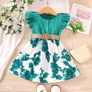 ชุดเดรสเจ้าหญิงแฟชั่นฤดูร้อนสำหรับเด็กผู้หญิง,ชุดเดรสเด็กแบบเย็บติดลายดอกไม้คอกลมแขนจับจีบชุดเดรสเด็กขายส่งปี2023 - Product Image 5