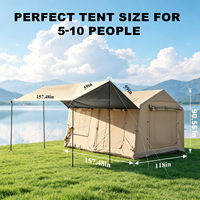 Tente tunnel gonflable en coton monobloc CE pour 6 à 8 personnes, grande tente de camping portable pour l'extérieur, résistante à la pluie, pour le camping