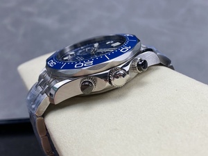 Montre mécanique de luxe de qualité supérieure, étanche, 44 mm, mouvement N1 Factory 9900, lunette en céramique bleue étanche, chronographe 300 m - Product Image 4
