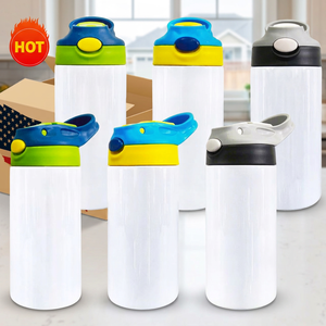 Mug de voyage isotherme en acier inoxydable de 12 oz avec couvercle à rabat et poignée ergonomique pour enfants, idéal pour l'extérieur - Product Image 1