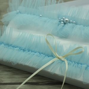 Jarretière de mariée ornée de perles blanches/roses pour la décoration de la jambe - Product Image 4