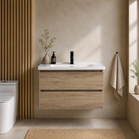 Kabinet Wastafel Kamar Mandi Modern 32" dari Kayu Lapis, Tahan Air, Terpasang di Dinding untuk Proyek Apartemen & Hotel