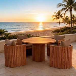 <b>Outdoor</b> Teak Dining <b>Table</b> and Chair Set Environmentally Friendly Solid Wood Furniture Suitable for Hotel Villa Courtyard Garden - Product Image 1