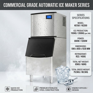 Large Commercial <b>Ice</b> Machine 150-200kg/Day Modular Cube <b>Maker</b> LCD Display for Hotel Bar Restaurant Catering - Product Image 2