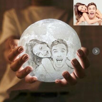 Photo Custom Personality 3D Printed Night Light 16 Colors Lunar USB Rechargeable LED Moon Lamp with Touch Remote Control