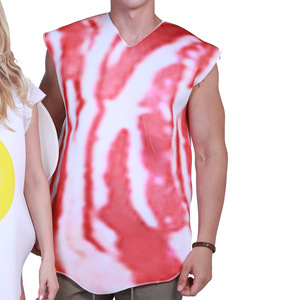 Ensemble costume d'Halloween pour adulte, œuf poché et bacon, cosplay, tenue de petit-déjeuner, tenue de couple, unisexe - Product Image 3