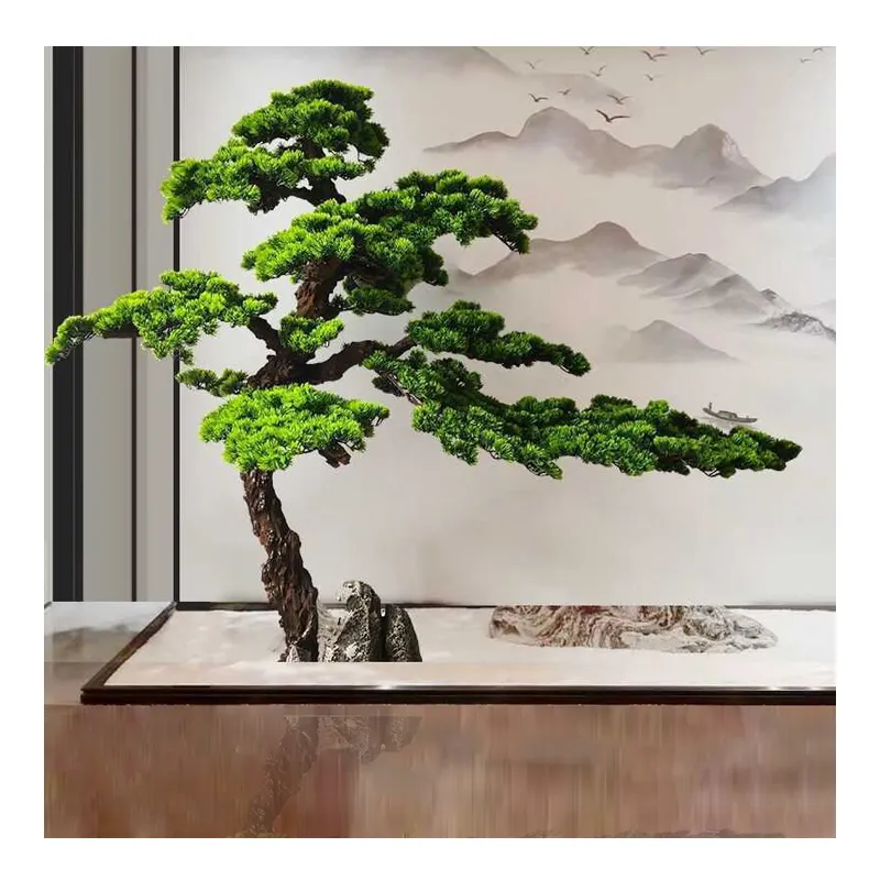 Árvore de pinha artificial para bonsai, venda por atacado, árvore de pinha verde decorativa para área interna