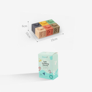 Vendendo bebê dentição mordida borracha Play Soft empilhamento blocos brinquedos, Brinquedo empilhador de silicone, Squeeze brinquedos Cube empilhamento blocos macios - Product Image 6