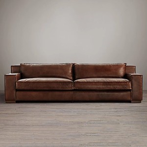 American Retro Industrial-Style Waxed Leather <strong>Sofa</strong>: 3-Seater Linear <strong>Sofa</strong> For Living Rooms, Villas, Bars, Caf&eacute;s, And Cigar Bars - Product Image 2