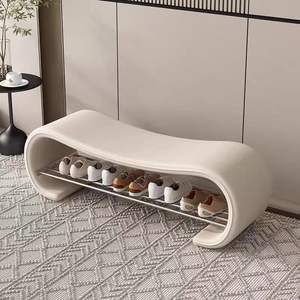 Banco para zapatos minimalista de estilo italiano para la entrada, banco alargado creativo de diseño moderno, taburete para el pie de la cama - Product Image 4