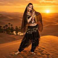 Costume de performance sexy pour femme, robe de ballet, pantalon d'entraînement de danse indienne, ensemble soutien-gorge et voile