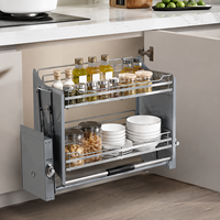 Panier coulissant vertical pour tiroir de cuisine, organisateur de placard à 2 niveaux, collecteur de condiments pour cuisine