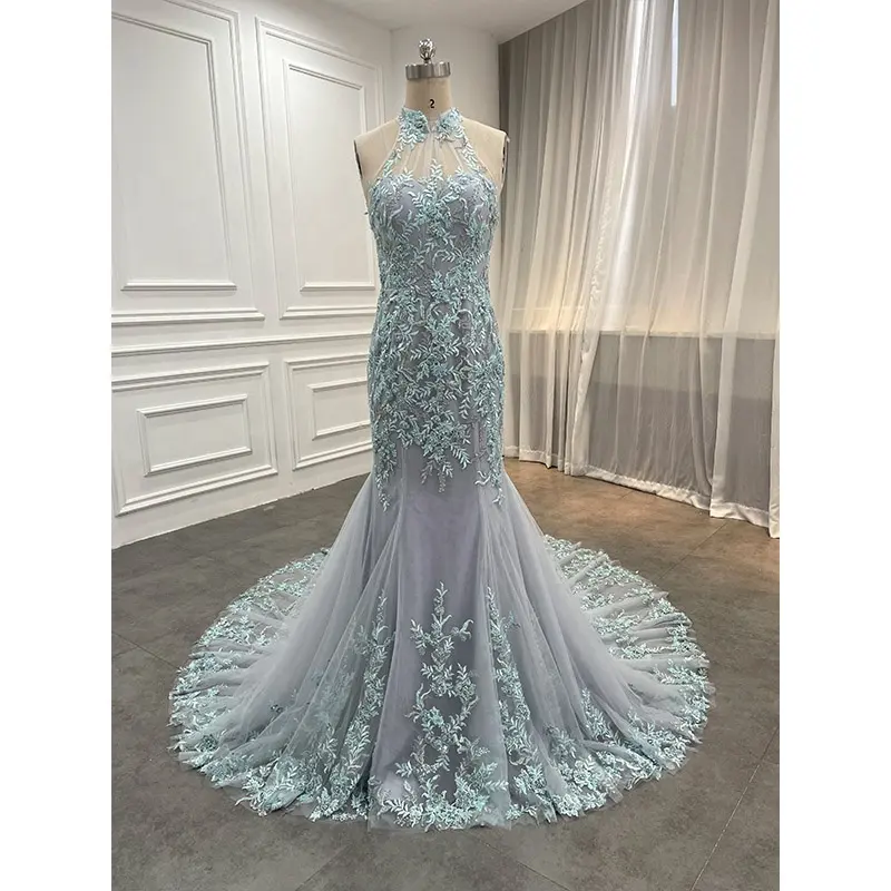 Custom Luxury Halter Evening Gown Dress Elegant Prom Dresses 2022 Evening Gowns Sexy Mermaid Evening Gowns for Women Dress Long