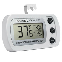 Termometer Monitor Kulkas Digital LCD Plastik dengan Pengait Gantung, Penyangga yang Dapat Ditarik, dan Bagian Belakang Magnetik