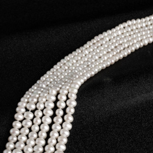 Satış promosyonu 4-5MM AAA tatlı su incileri klasik el yapımı boncuk inci kolye DIY platin kaplama 18K altın - Product Image 5