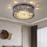 Lustre de plafond LED en cristal K9 à 3 niveaux, montage encastré, avec interrupteur, lampe de plafond industrielle