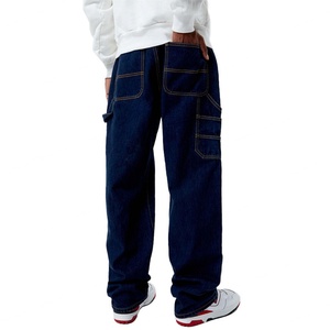 Prix de gros, logo personnalisé, jean de travail tactique indigo confortable, style décontracté unisexe, tendance - Product Image 4