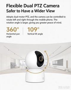 MIJIA 360 °   กล้องวงจรปิดภายในอาคาร 1080p 3.3K <span class=keywords><strong>Mi</strong></span> PTZ กล้องเว็บแคมความละเอียดระดับเมกะพิกเซล พร้อมระบบมองเห็นในเวลากลางคืน สำหรับติดตามเด็ก สัตว์เลี้ยง สุนัข แมว กล้องสมาร์ทโฮม - Product Image 5