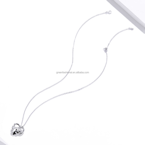 Collar de cadena de Plata de Ley 925, joyería fina, collar con colgante de <span class=keywords><strong>Panda</strong></span> de corazón esmaltado con piedras preciosas CZ para mujer - Product Image 4