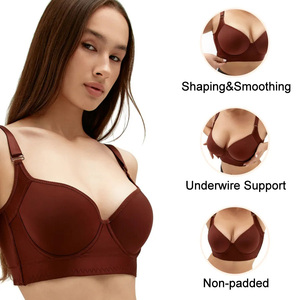 Soutien-gorge <span class=keywords><strong>push</strong></span>-<span class=keywords><strong>up</strong></span> grande taille pour femme, maintien élevé, bonnets B C D E F, fermeture dorsale, couvrance complète, vente en gros OEM personnalisée - Product Image 2