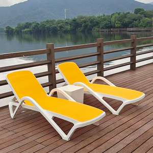 كرسي صالة حديث قابل للتعديل في جميع الأحوال الجوية كراسي استلقاء بلاستيكية للشاطئ في الهواء الطلق حديقة سطح السفينة الفندق-أسرة شمسية فاخرة - Product Image 2
