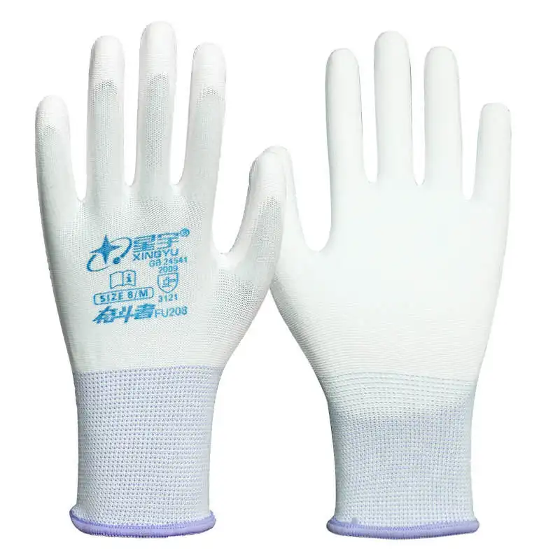 Custom Logo Cheap High Quality White Gray Pu Coated Gloves Construction Work Esd Gloves For General Purpose