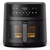 Friteuse à air numérique en acier inoxydable avec fenêtre, haute capacité, à convection, pour la famille, pour cuisson vapeur et grillades