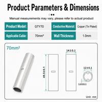 Nicht isolierte Kupfer-Stoßverbinder GTY70 70mm² 49,5mm Kompressionshülsen OEM Großhandelslieferung