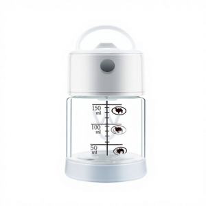 Mug à café en verre avec logo personnalisé, agitation automatique, étanchéité par une seule touche, base antidérapante, poignée portable, compatible lave-vaisselle - Product Image 1