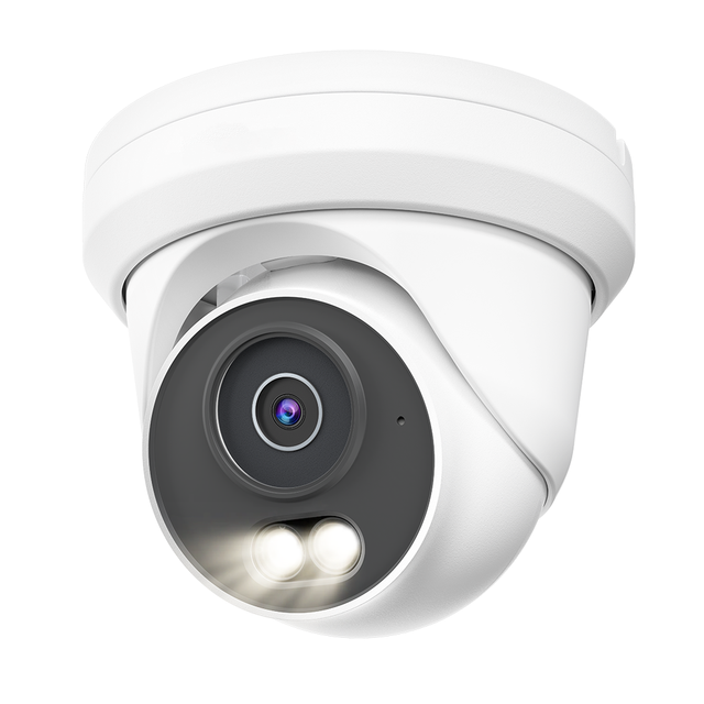 6MP IP Camera Color Night Vision AI Human Vehicle Detection POE Turret Camera One Way Audio IP66 Full Metal Security Camera NDAA