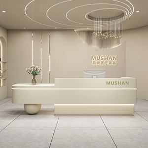 Mostrador de Recepción Moderno y Sencillo con Pilares Redondos, Luces de Colores, Mostrador de Salón, Mostrador de Recepción de Joyería con Diseño Novedoso - Product Image 6