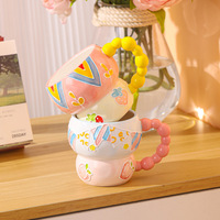 Tasse à petit-déjeuner en céramique gaufrée peinte à la main, grande capacité, pour flocons d'avoine, mignonne et créative, pour usage domestique, motif dessin animé, compatible lave-vaisselle, Chaozhou